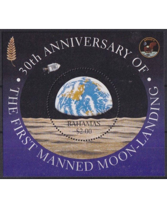 F-EX54614 BAHAMAS IS MNH 1999 30th ANNIV FIRST MANNED MOON SPACE COSMOS.