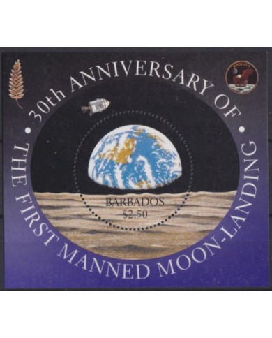 F-EX54925 BARBADOS IS MNH 1999 30th ANNIV FIRST MANNED MOON SPACE COSMOS.