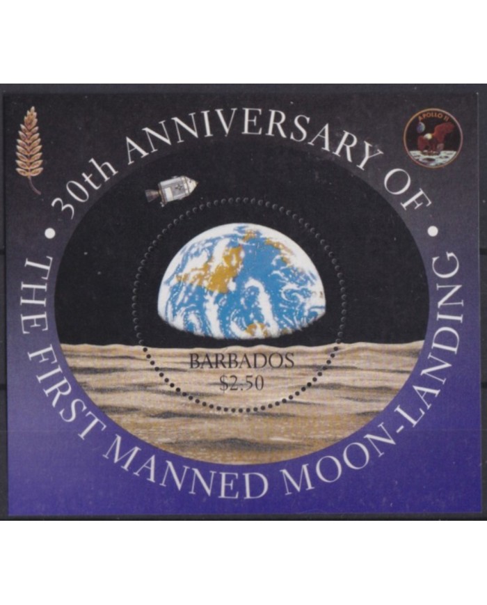 F-EX54925 BARBADOS IS MNH 1999 30th ANNIV FIRST MANNED MOON SPACE COSMOS.