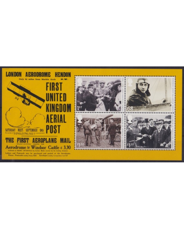 F-EX54617 ENGLAND UK GB MNH 2011 FIRST AERIAL POST AEROPLANE AVION AIRPLANE.