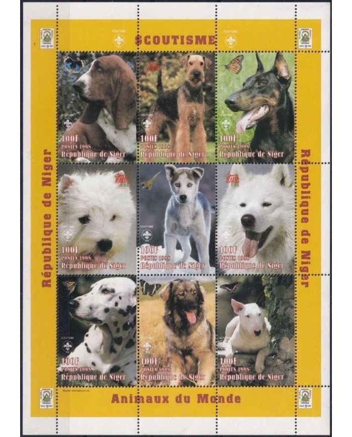 F-EX18767 NIGER MNH 1999 SPECIAL SHEET BOYS SCOUTS SCOUTISME DOG PERROS .