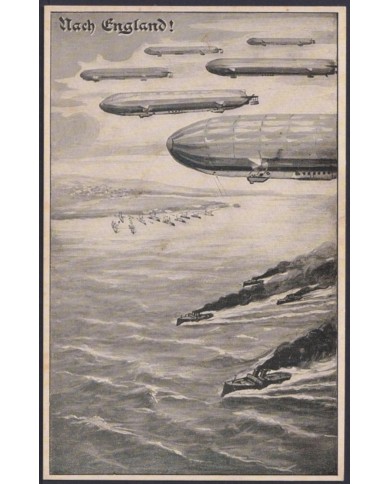 F-EX50401 GERMANY WWI 1915 ZEPPELIN POSTCARD WAR PROPAGANDA.