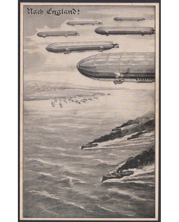 F-EX50401 GERMANY WWI 1915 ZEPPELIN POSTCARD WAR PROPAGANDA.