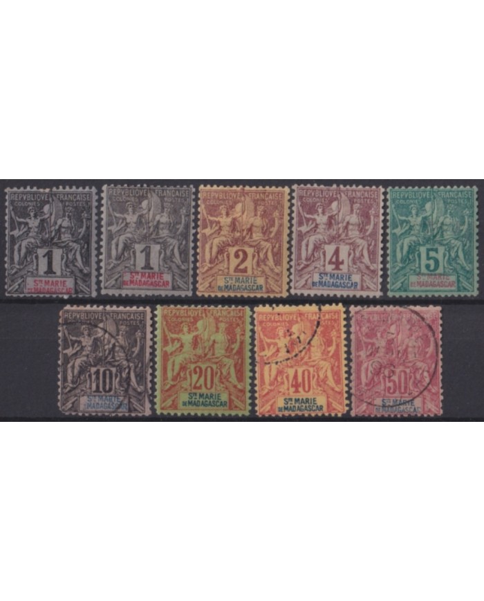 F-EX50554 FRANCE MADAGASCAR 1894 PEACE & COMMERCE STAMPS LOT + 135