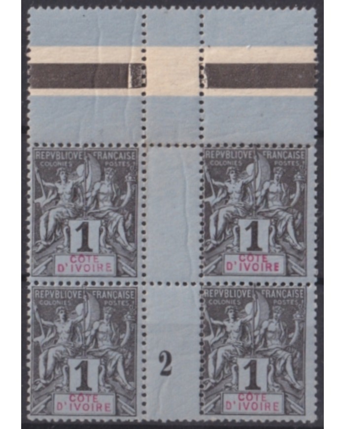 F-EX50555 FRANCE COTE DE IVORE YVORY COAST 1894 MNH BLOCK.