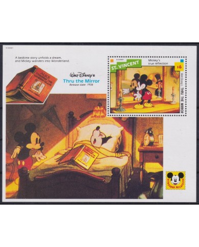 F-EX55122 ST VINCENT MNH 1992 DISNEY CARTOON MOVIE THRU THE MIRROR MICKEY MOUSE.