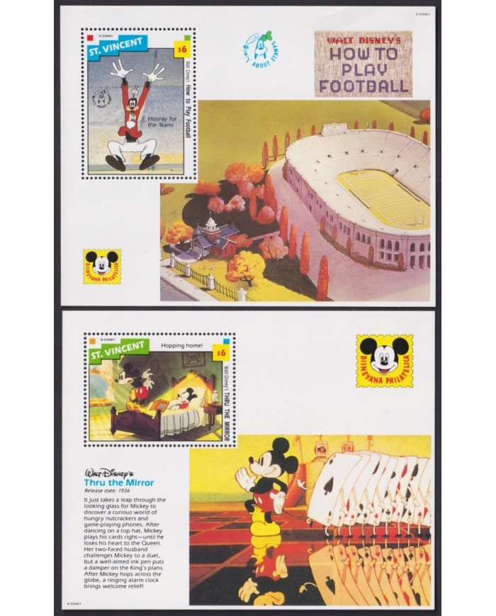 F-EX55021 ST VINCENT MNH 1992 DISNEY CARTOON MOVIE THRU THE MIRROR MICKEY MOUSE.