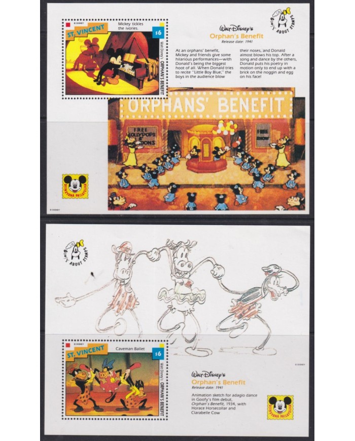 F-EX55022 ST VINCENT MNH 1993 DISNEY CARTOON MOVIE ORPHANT BENEFIT GOOFY.