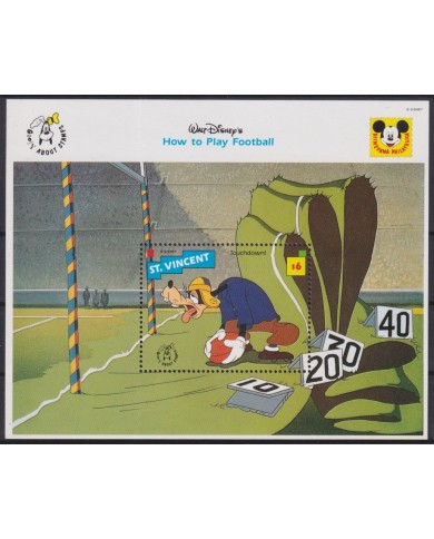 F-EX55124 ST VINCENT MNH 1993 DISNEY CARTOON COMICS GOOFY PLAY FOOTBALL.