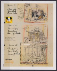 F-EX55119 ST VINCENT MNH 1992 DISNEY CARTOON MOVIE THREE LITTLE PIGS STORY SKETCHES.
