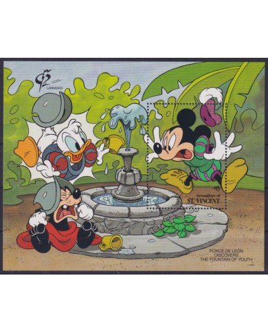 F-EX55118 GRENADINES & ST VINCENT MNH 1992 DISNEY CARTOON MOVIE YOUTH FOUNTAIN PONCE DE LEON.