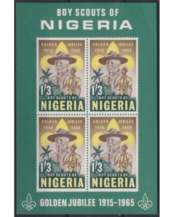 F-EX54866 NIGERIA MH 1965 GOLDEN JUBILEE BOYS SCOUT LORD BADEM POWELL.