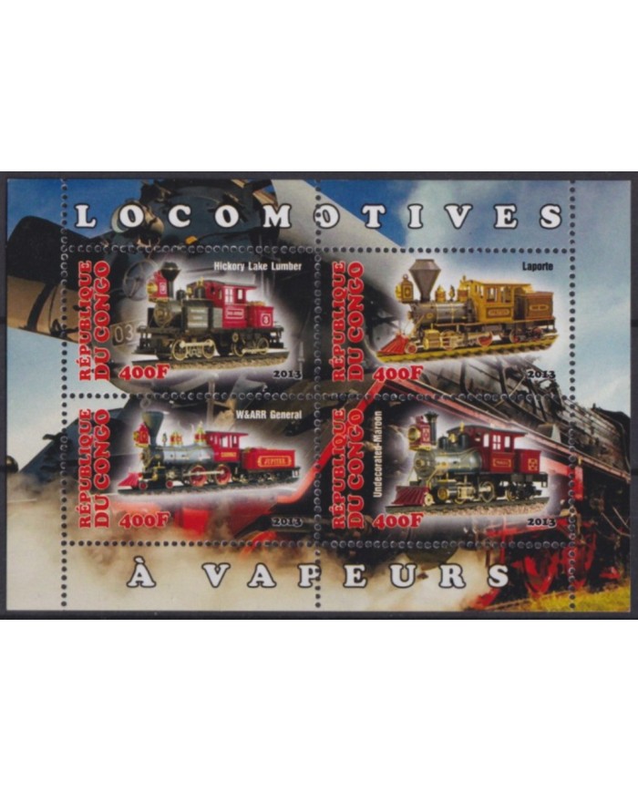 F-EX54583 CONGO MNH 2013 CLASSIC RAILROAD TRAIN FERROCARRIL LOCOMOTIVE.