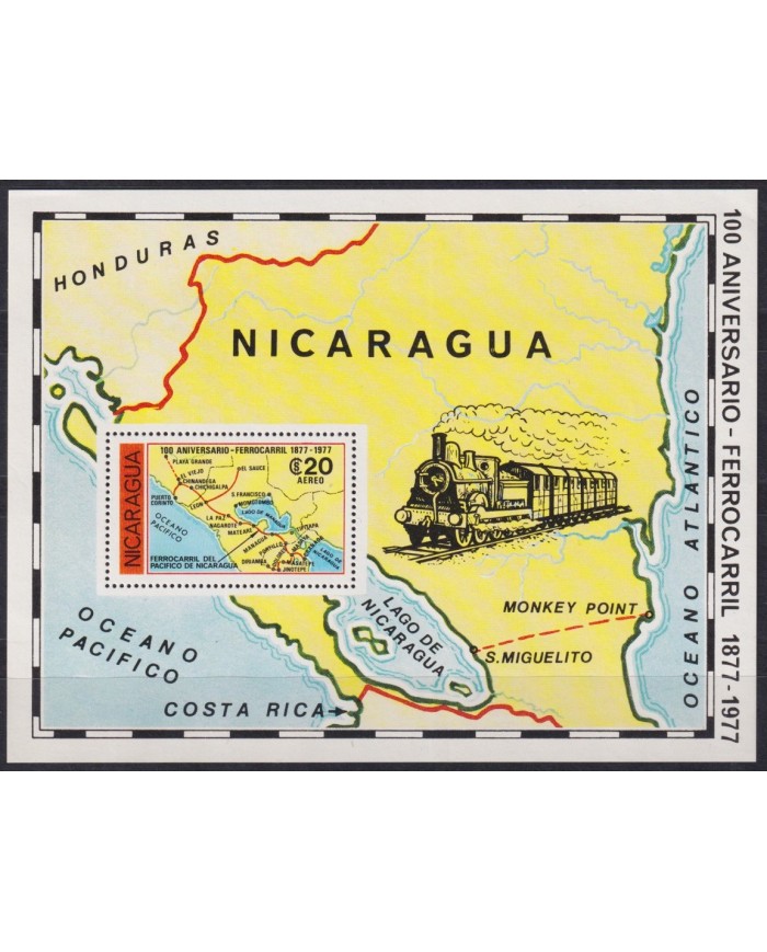 F-EX54265 NICARAGUA MNH 1978 CENT OF RAILROAD TRAIN FERROCARRIL LOCOMOTIVE.