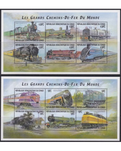 F-EX54263 CONGO MNH 2001 CLASSIC LOCOMOTIVE RAILROAD TRAIN FERROCARRIL.