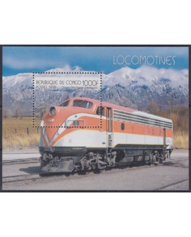F-EX54993 CONGO MNH 1999 CLASSIC LOCOMOTIVE RAILROAD TRAIN FERROCARRIL.