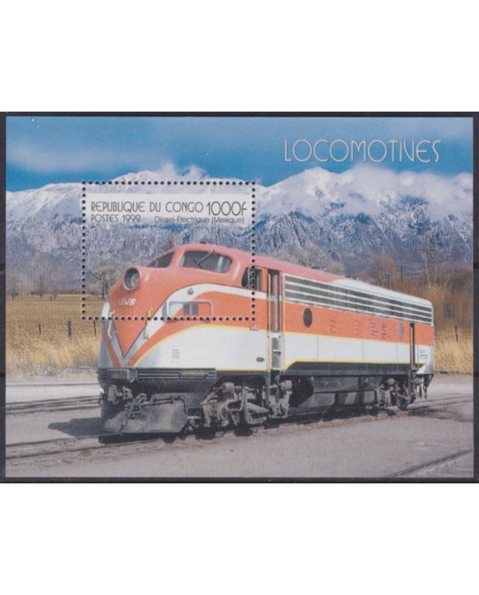 F-EX54993 CONGO MNH 1999 CLASSIC LOCOMOTIVE RAILROAD TRAIN FERROCARRIL.