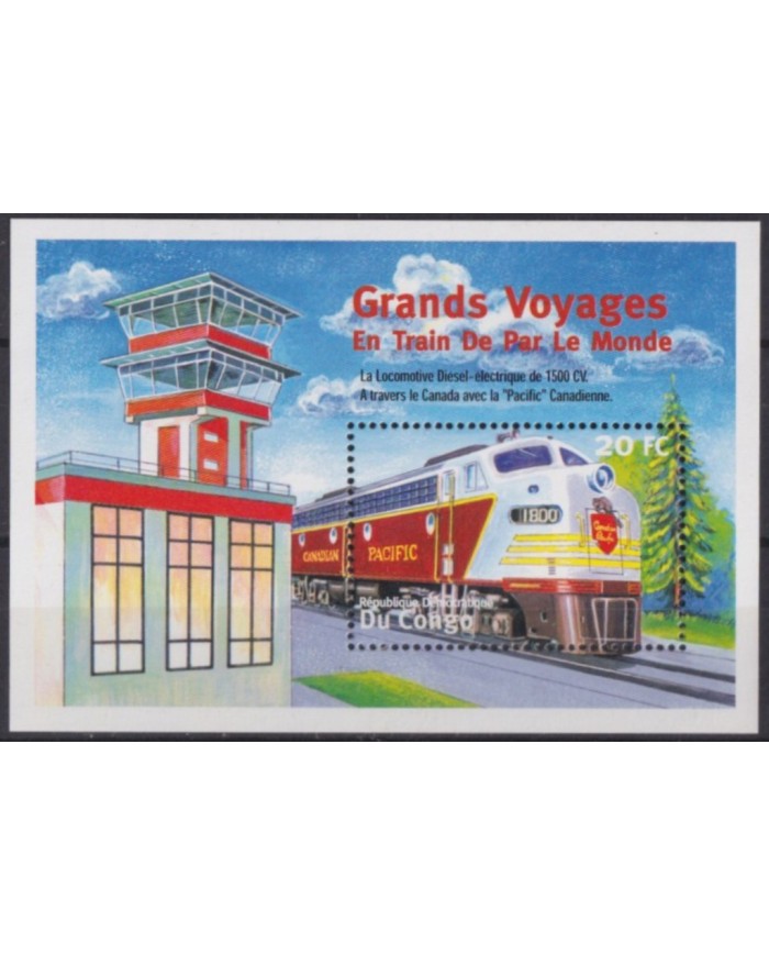 F-EX54994 CONGO MNH 2001 VOYAGE LOCOMOTIVE RAILROAD TRAIN FERROCARRIL.