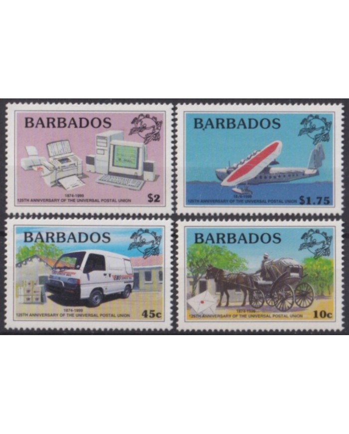 F-EX55002 BARBADOS MNH 1999 AUTOMOVIL CARRIAGE TELECOMMUNICATIONS AVION.