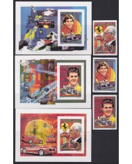 F-EX54266 MALI MNH 1995 RAILROAD IMPERF RAIL CAR AUTOMOVIL SCHUMACHER SENNA FERRARI.