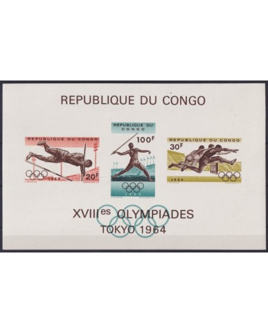 F-EX55094 CONGO MNH 1964 OLYMPIC GAMES TOKYO JAVELIN ATHLETISM SHEET.