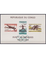 F-EX55094 CONGO MNH 1964 OLYMPIC GAMES TOKYO JAVELIN ATHLETISM SHEET.