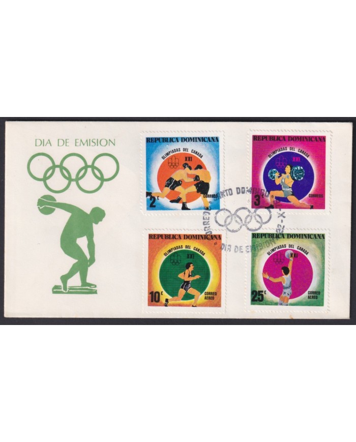 F-EX54766 DOMINICANA REP MNH 1976 FDC OLYMPIC GAMES BOXING BASKET ATHLETISM.