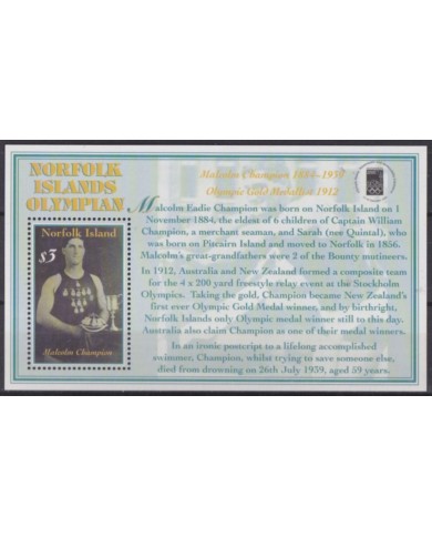 F-EX55097 NORFOLK IS MNH 2000 OLYMPIC WINNER GAMES SYDNEY MALCOLM CHAMPION.
