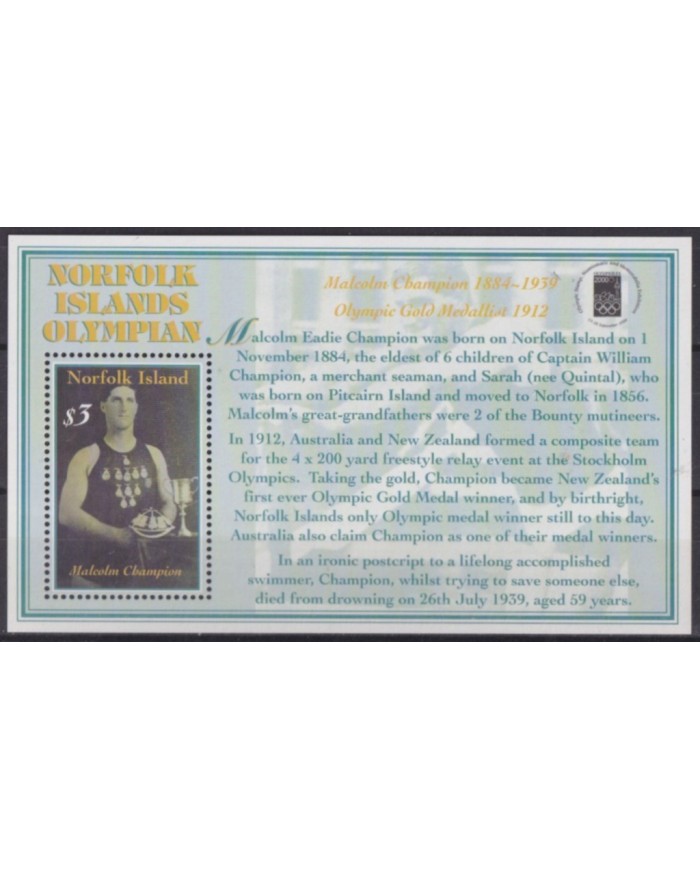 F-EX55097 NORFOLK IS MNH 2000 OLYMPIC WINNER GAMES SYDNEY MALCOLM CHAMPION.