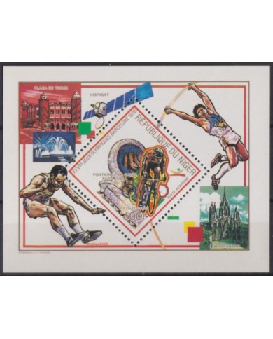 F-EX55098 NIGER MNH 1992 OLYMPIC GAMES BARCELONA CYCLING ATHLETISM SHEET.