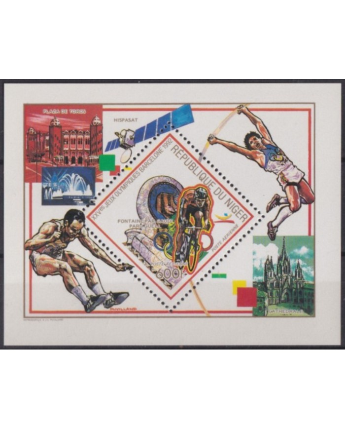 F-EX55098 NIGER MNH 1992 OLYMPIC GAMES BARCELONA CYCLING ATHLETISM SHEET.