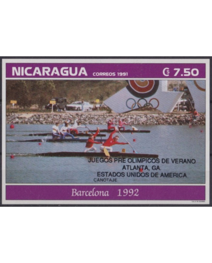 F-EX54763 NICARAGUA MNH 1992 OLYMPIC GAMES BARCELONA CANOEING SHIP.