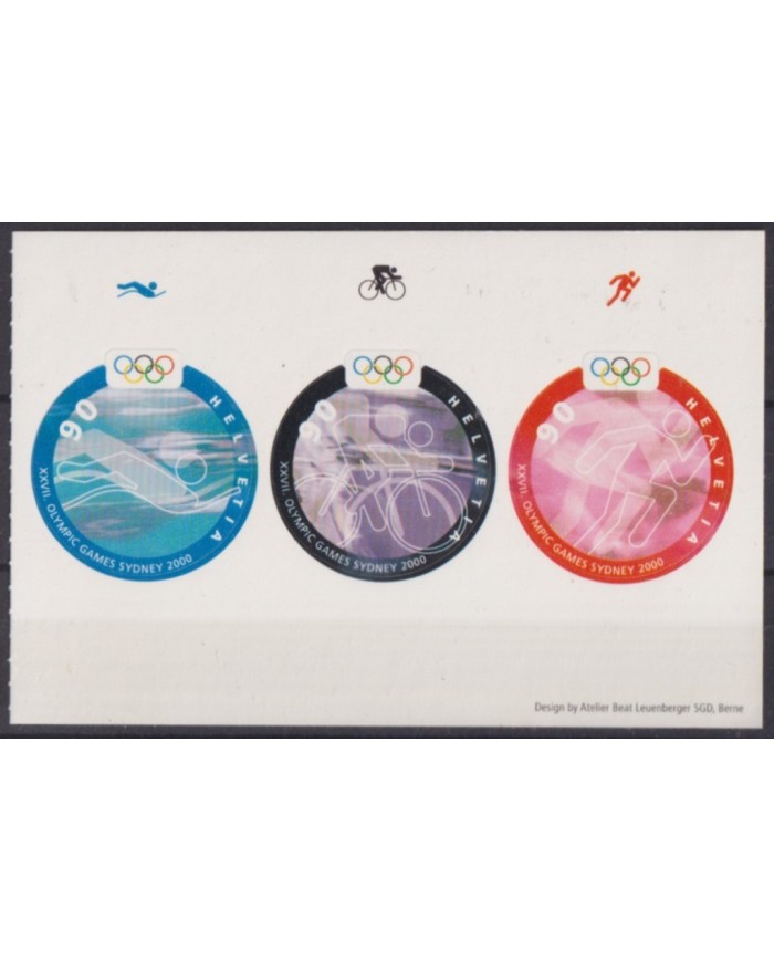 F-EX55104 SWITZERLAND MNH 2000 OLYMPIC GAMES SYDNEY ATHLETISM CYCLING.