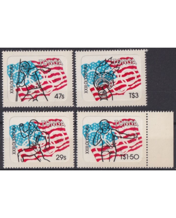 F-EX54502 TONGA MNH 1984 ADHESIVE OLYMPIC GAMES LOS ANGELES ATHLETISM.