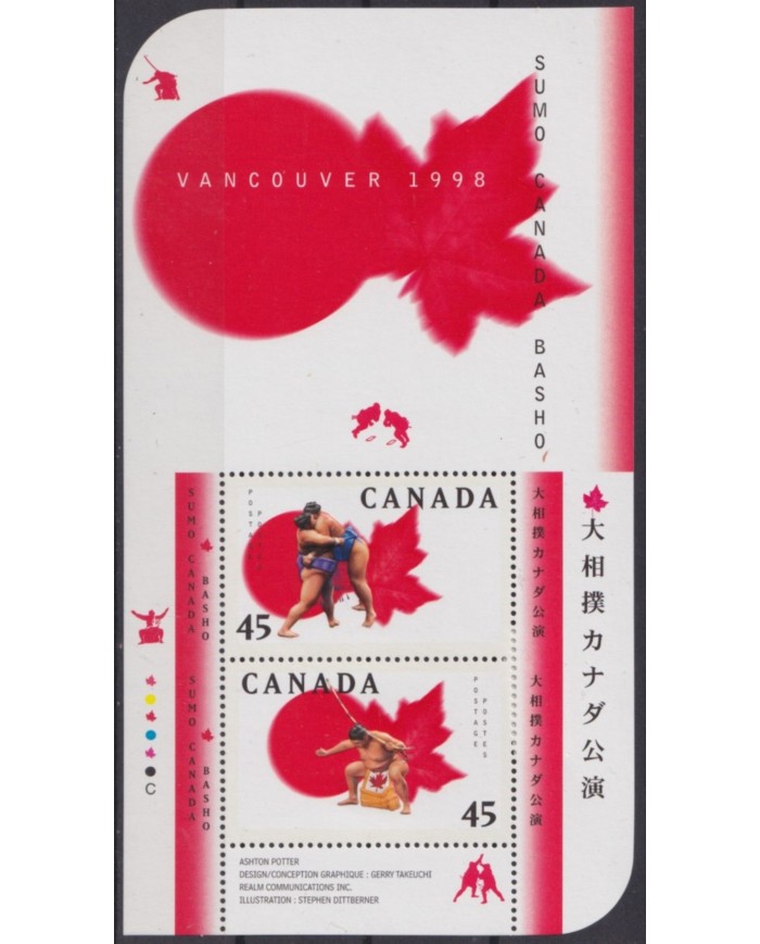 F-EX54983 CANADA MNH 1998 MARTIAL ARTS SUMO BASHO FIGHTING.