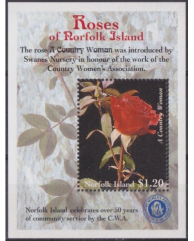 F-EX54915 NORFOLK IS MNH 1999 50th ANNIV CWA ROSE FLOWER FLORES ORCHID ORQUIDEAS.