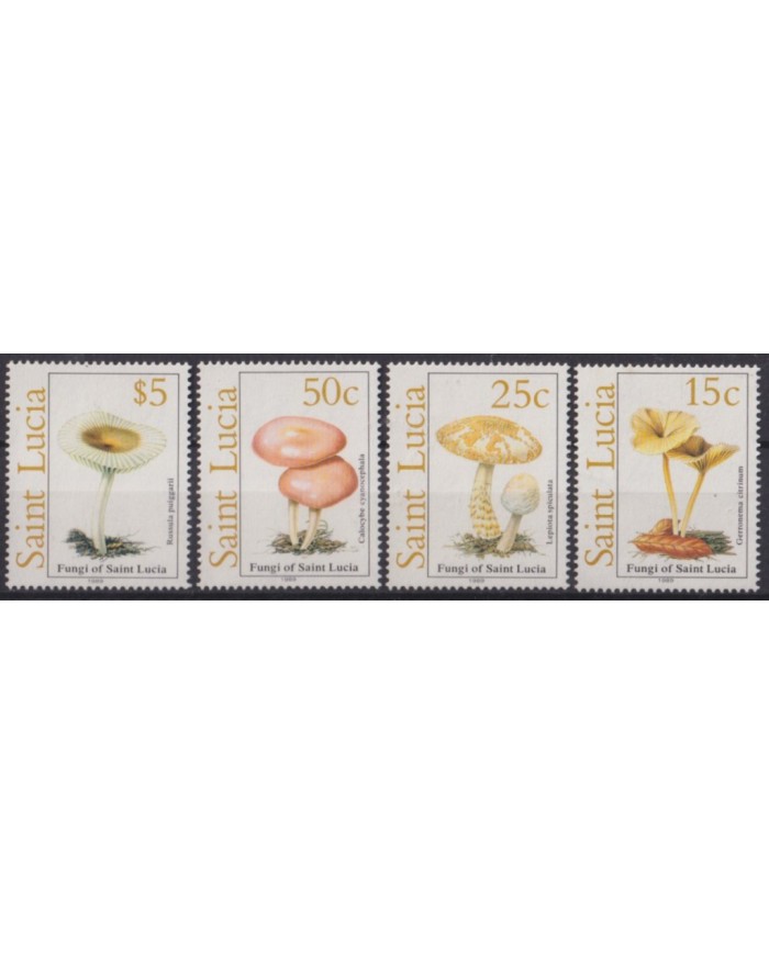 F-EX54904 ST LUCIA MNH 1989 FUNGI MUSHROOMS BOTANICAL.