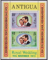 F-EX54386 ANTIGUA MNH 1973 ROYAL WEDDING PRINCESS ANA OVERPRINT HONEY MOON.