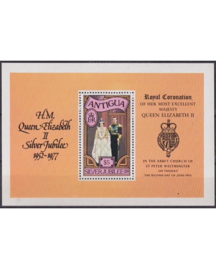 F-EX54385 ANTIGUA MNH 1977 ROYAL SILVER JUBILEE.
