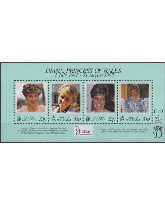 F-EX54451 TRISTAN DA CUNHA MNH 1997 ROYAL FAMILY DEATH PRINCESS DIANA.