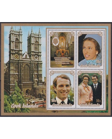 F-EX54446 COOK IS MNH 1973 ROYAL FAMILY WEDDING PRINCESS ANA.
