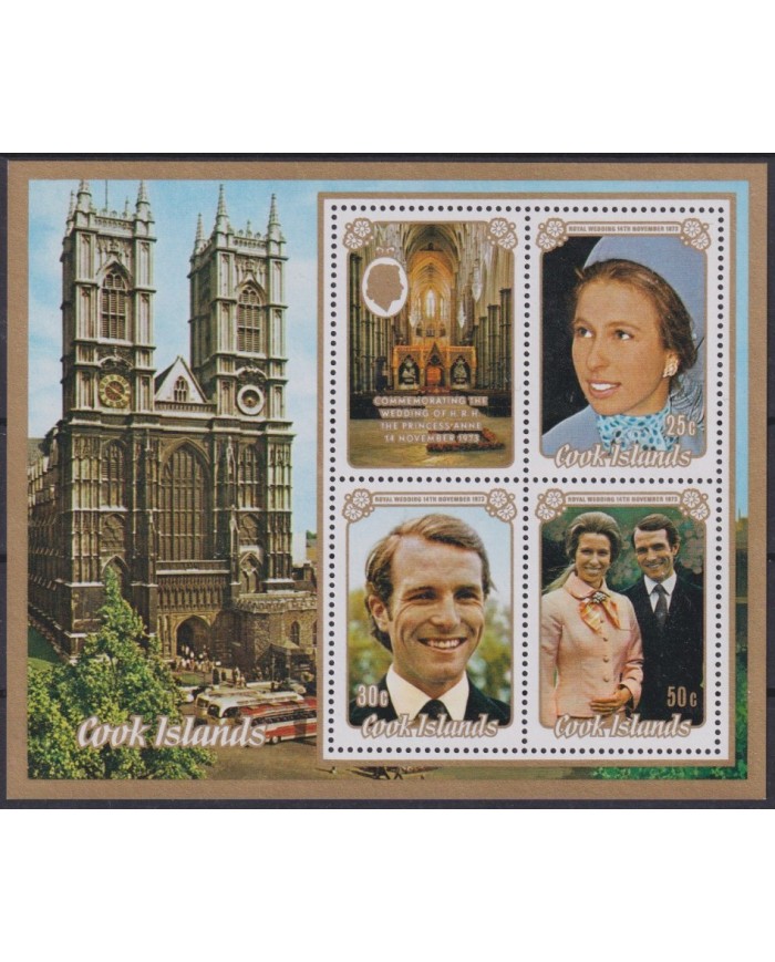 F-EX54446 COOK IS MNH 1973 ROYAL FAMILY WEDDING PRINCESS ANA.