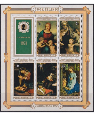 F-EX54153 COOK IS MNH 1974 CHRISTMAS NAVIDAD ART PAINTING RAPHAEL.