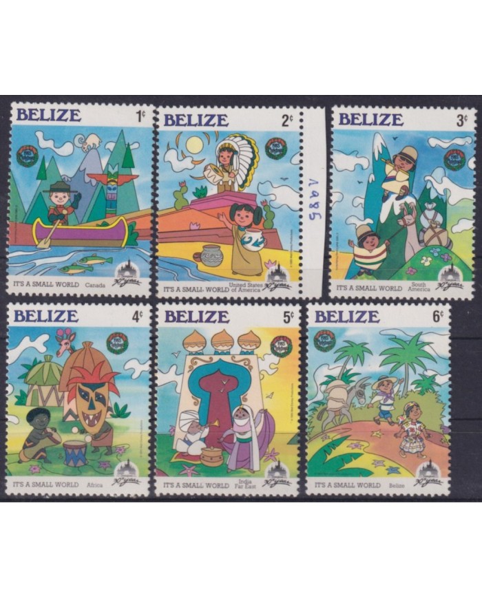 F-EX55128 BELIZE MNH 1985 DISNEY CARTOON COMICS 30th ANNIV DISNEYLAND SMALL WORLD.