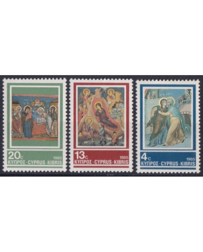 F-EX55401 CYPRUS MNH 1985 CHRISTMAS NAVIDAD ART PAINTING.