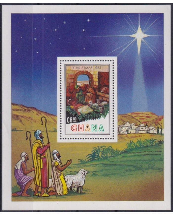 F-EX55410 GHANA 1982 MNH CHRISTMAS NAVIDAD RELIGION DRAWING.