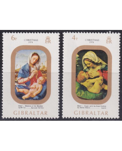 F-EX55419 GIBRALTAR MNH 1974 CHRISTMAS NAVIDAD ART PAINTING.