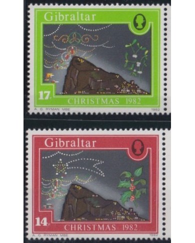 F-EX55420 GIBRALTAR 1982 MNH CHRISTMAS NAVIDAD RELIGION MOUNTAIN DRAWING.