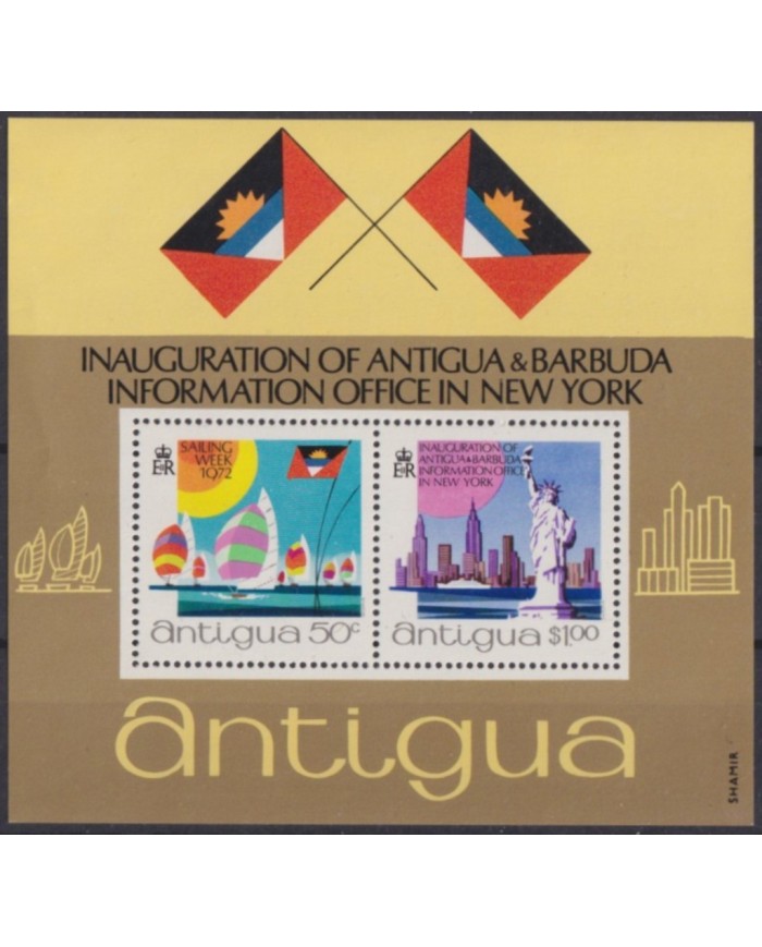 F-EX54388 ANTIGUA & BARBUDA MNH 1973 INAUGURATION OF OFFICE SAILING SHIP BARCOS.