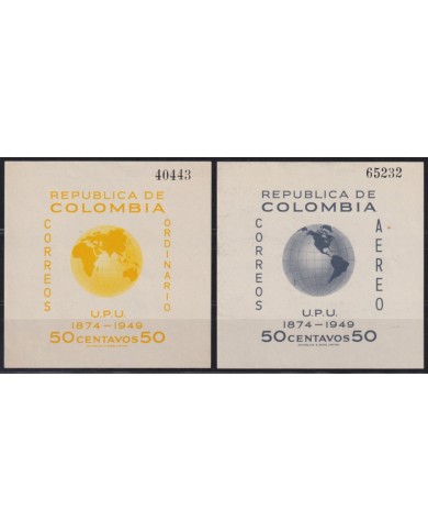 F-EX53186 COLOMBIA MH 1950 UPU SPECIAL SHEET.